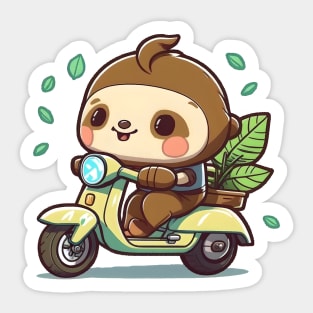 Adorable Sloth riding a bike - Cute Sloth drawing Sticker